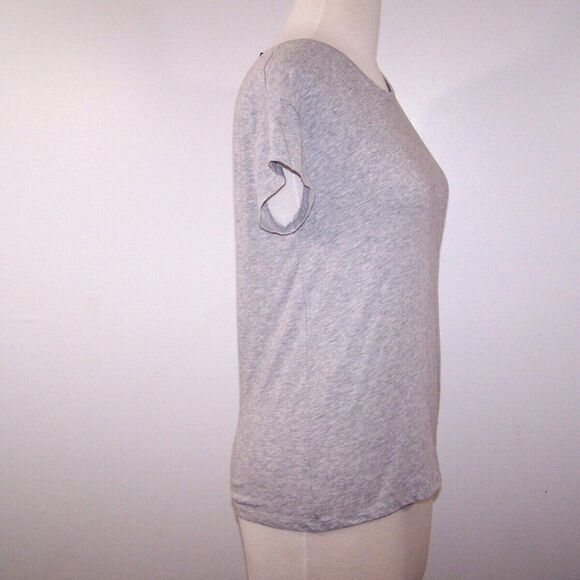Victoria Sport Tee Shirt Top XS Strappy Low Cut Back Gray Short Sleeves Stretch - Picture 5 of 8